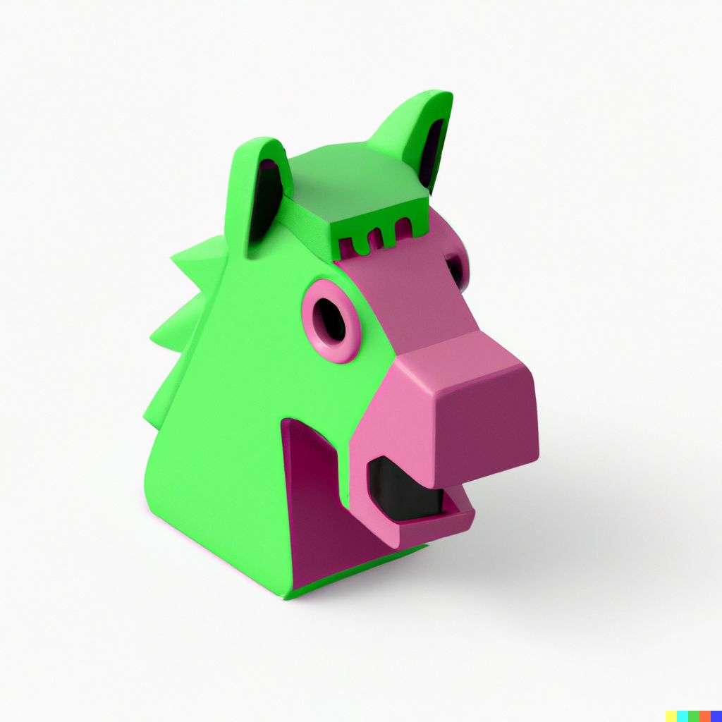 a brightly coloured, detailed icon of a horse emoji, 3D low poly render, isometric perspective on white background